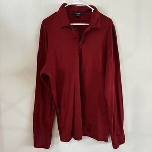 Men's J. Crew Long Sleeve Red‎ Polo Large 100% Cotton Preppy